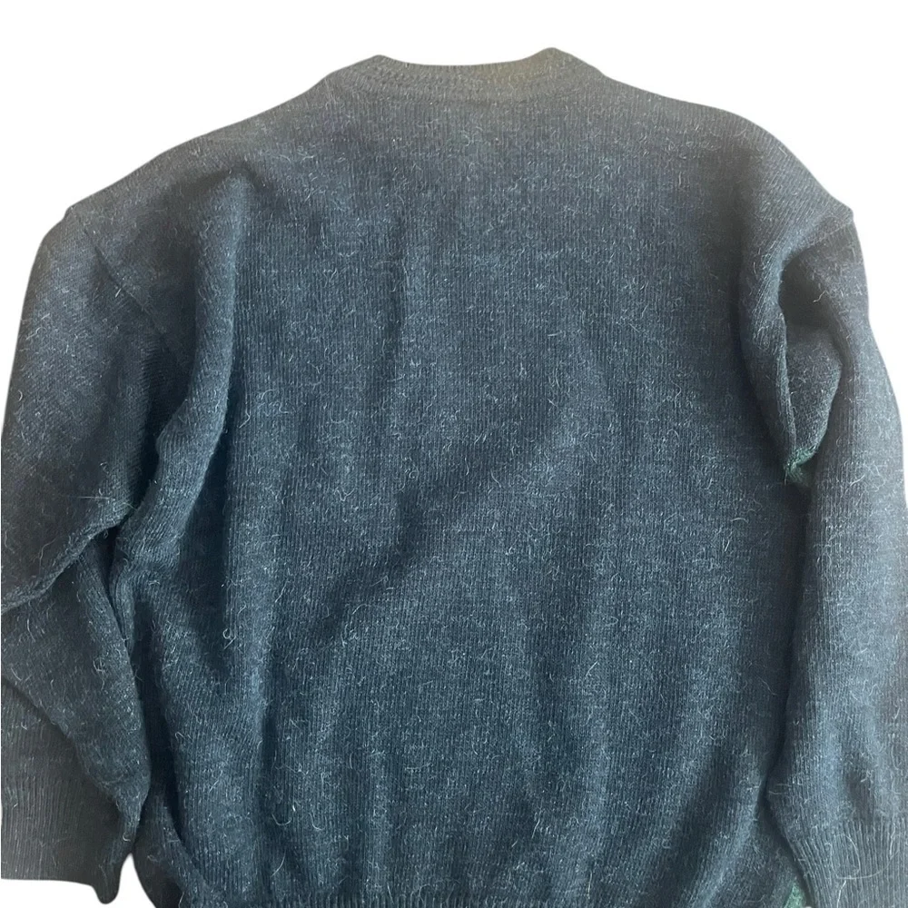 Vintage Ecelctic grandpa crewneck sweater geometric shapes blue and green base L - Picture 5 of 7